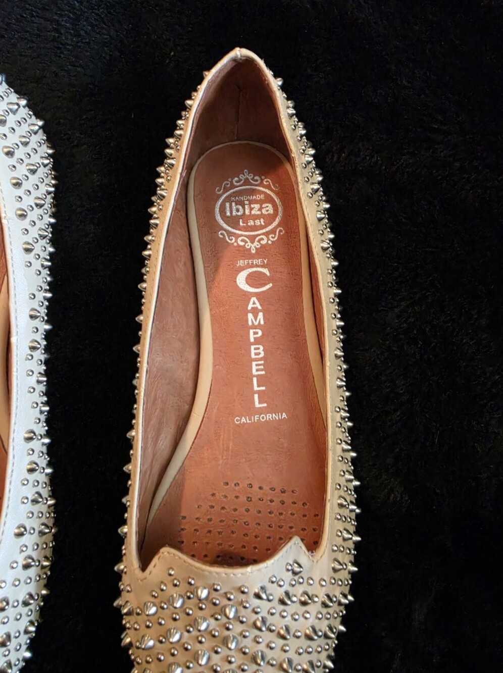 Jeffrey Campbell Ibiza Martini Spiked Studded Cream Leather Flats Like New 7.5 - Picture 3 of 5